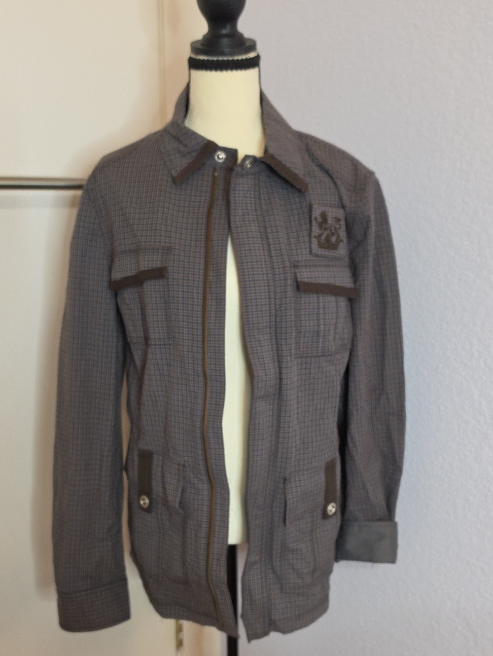 Men's Gray Check Utility Shirt / Jacket